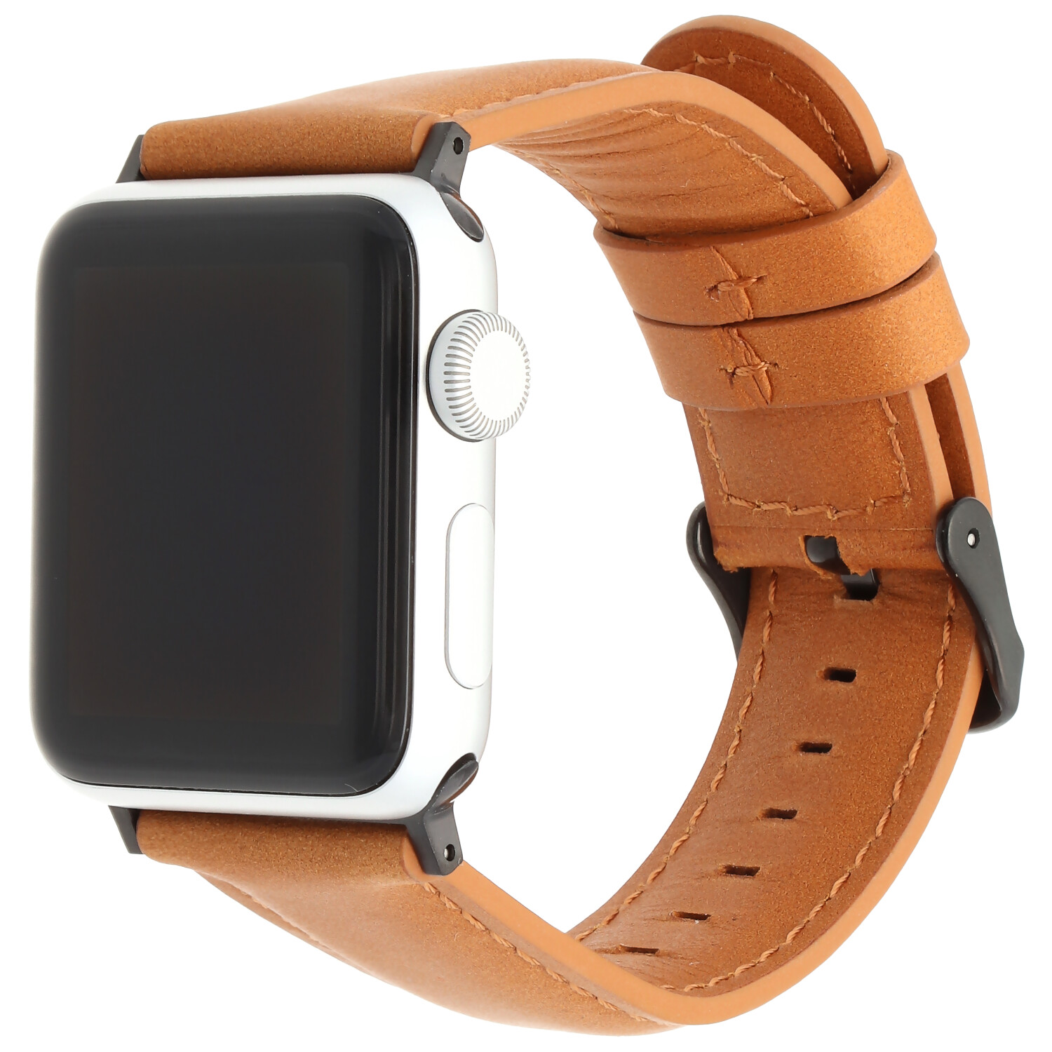 Bracelet véritable en cuir Apple Watch marron clair